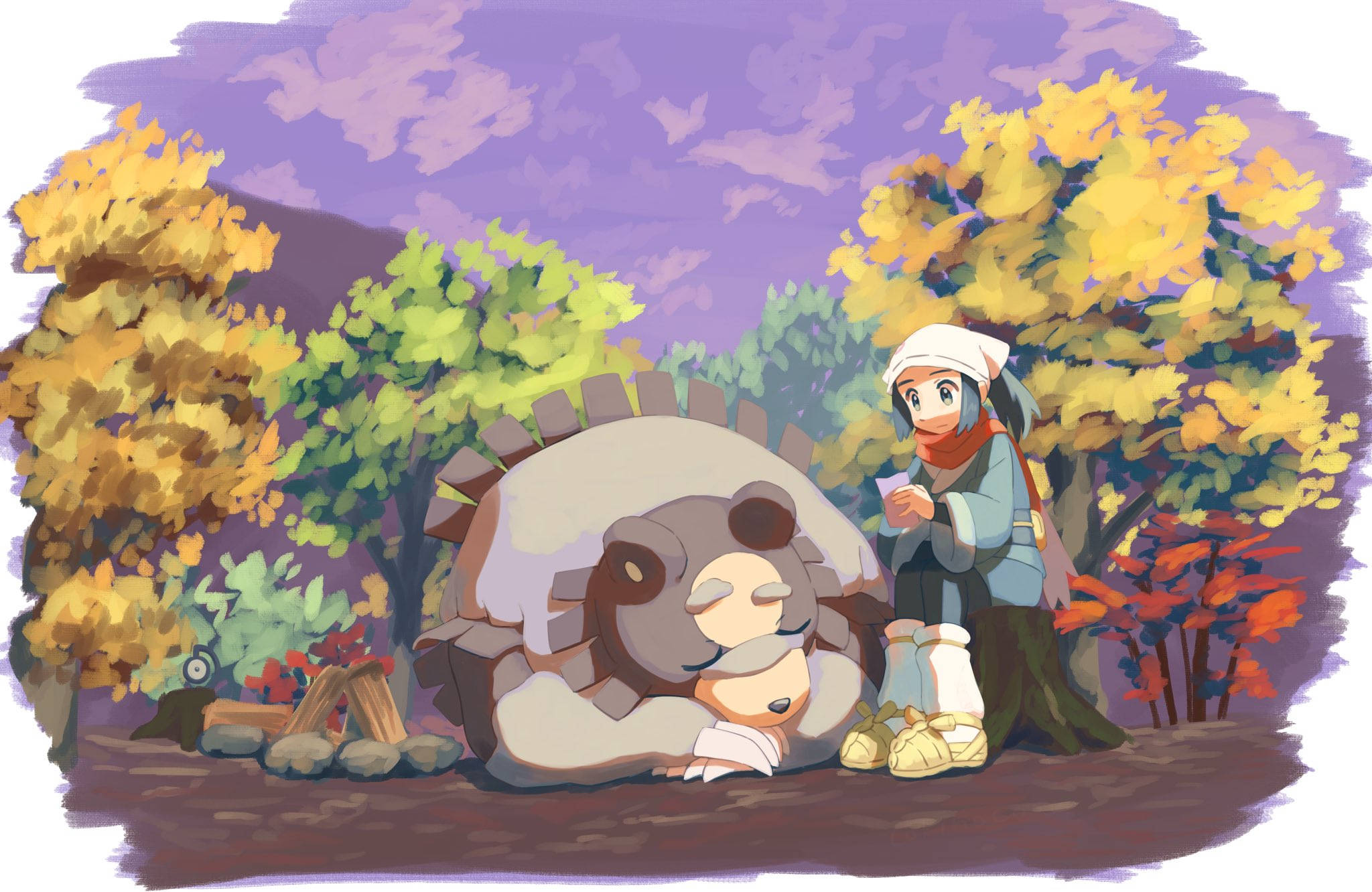 Урсалуна и Акари Pokémon Legends Arceus Тапет