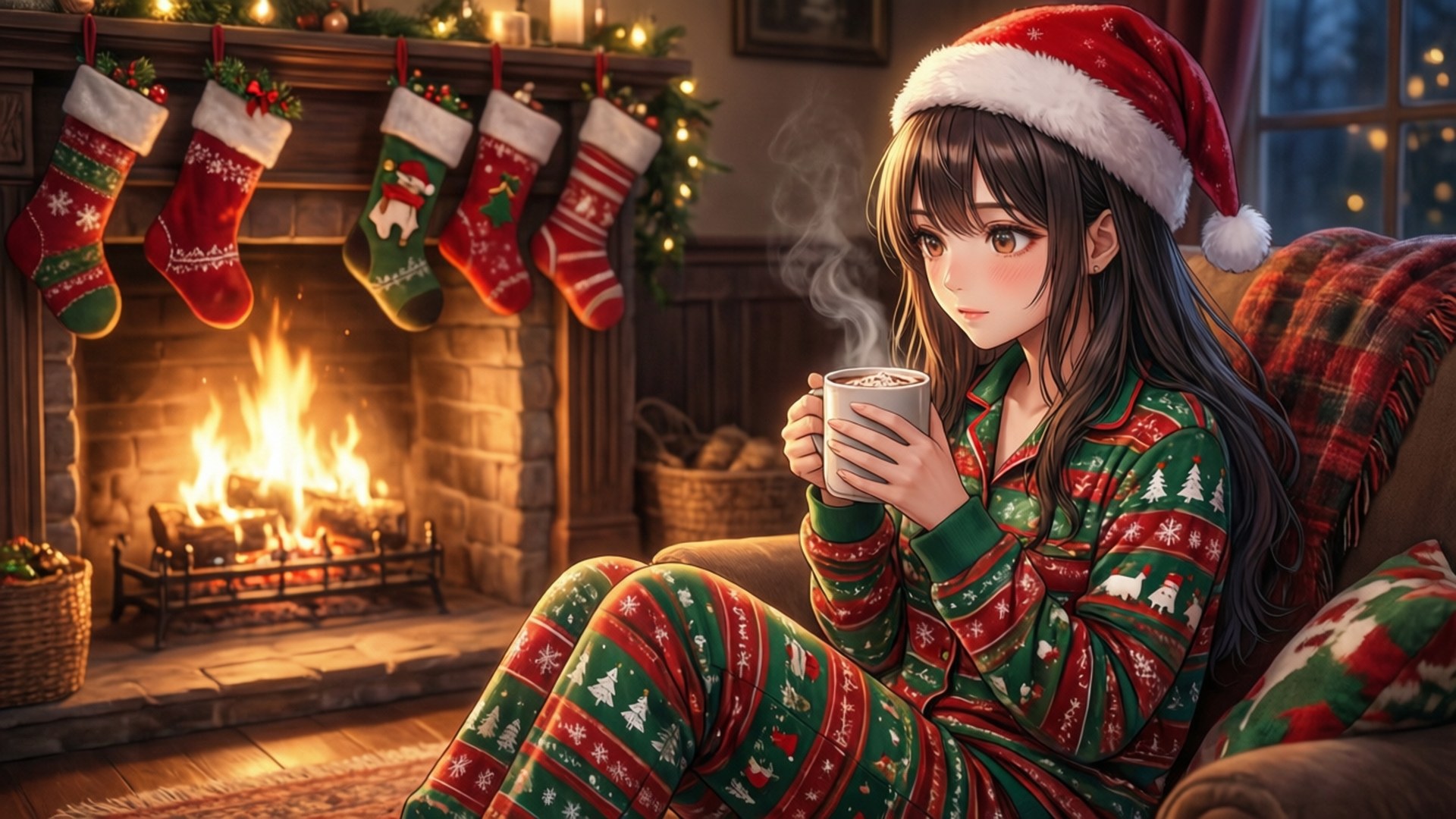 Уютни коледни пижами Тапет