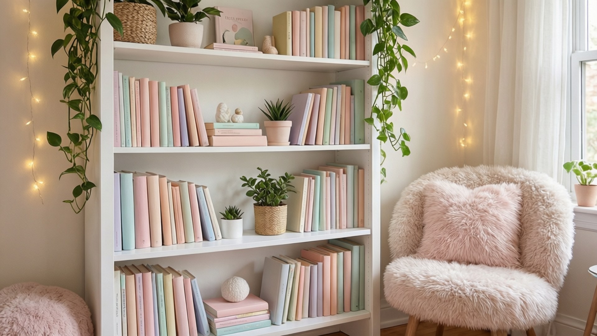 Уютно кътче с рафтове за книги Тапет