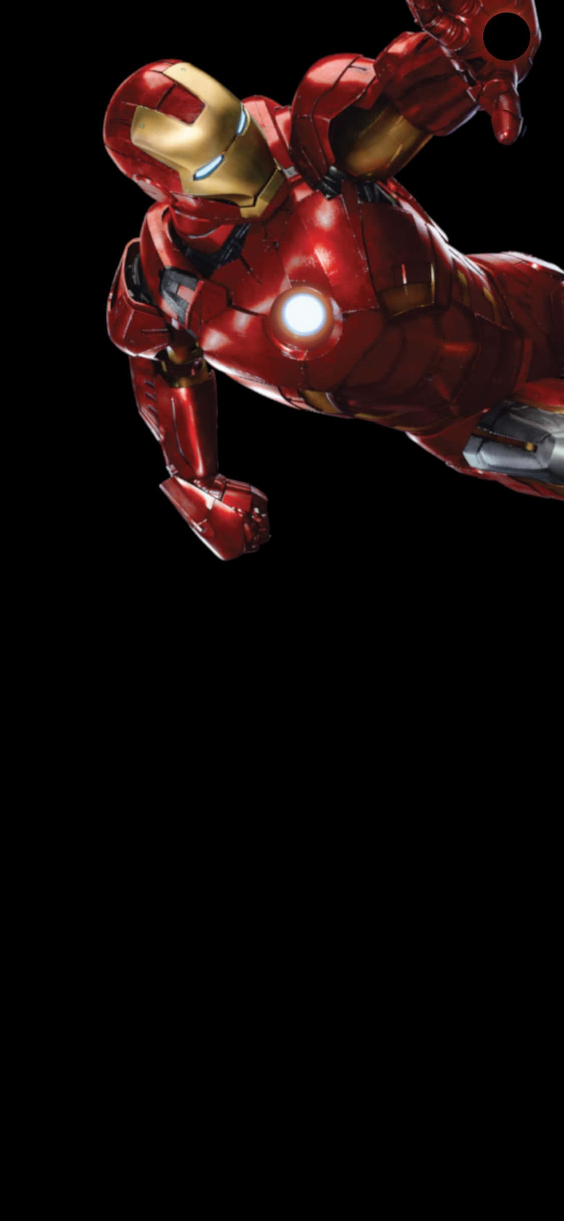 Фон за iPhone X с летящ Iron Man на черен фон Тапет