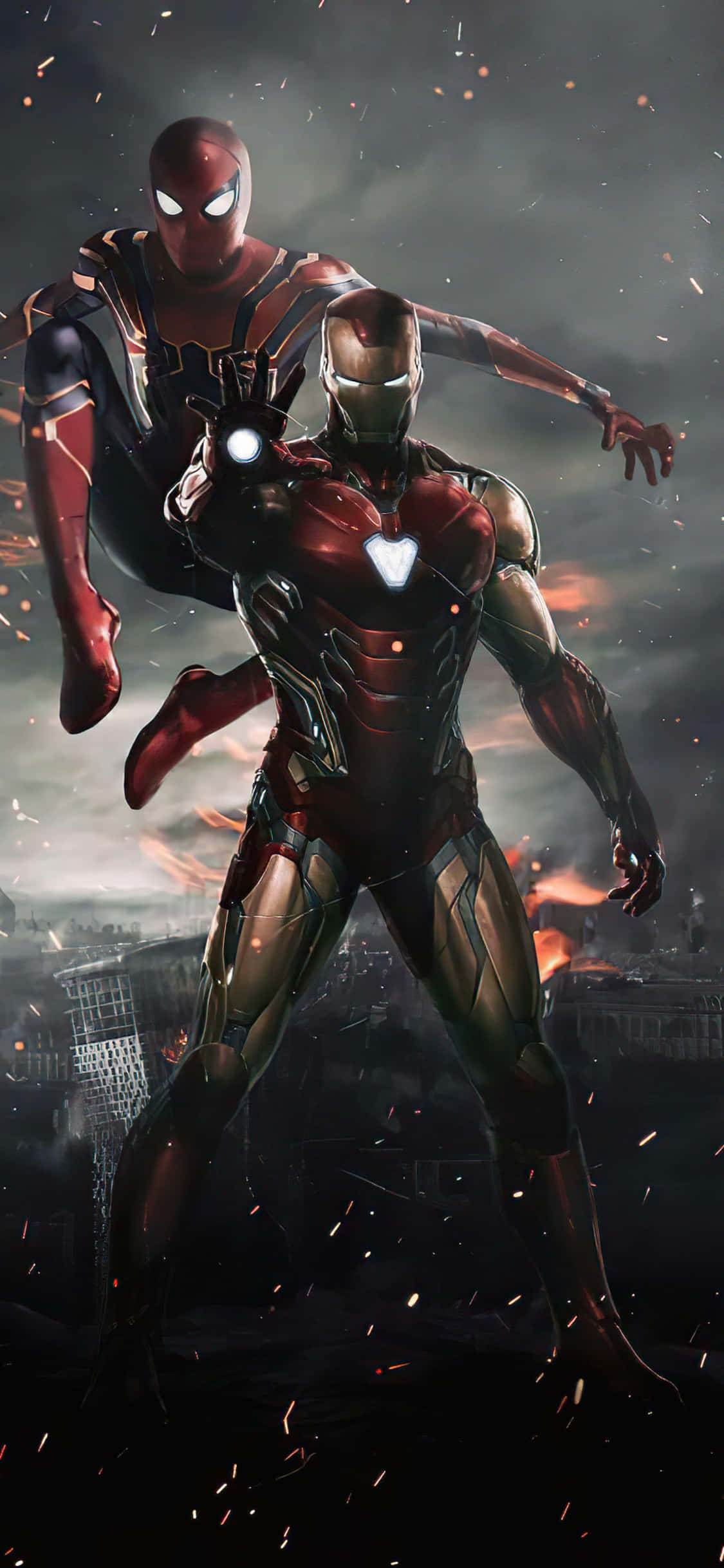 Фон за iPhone X с Iron Man и Spiderman Тапет