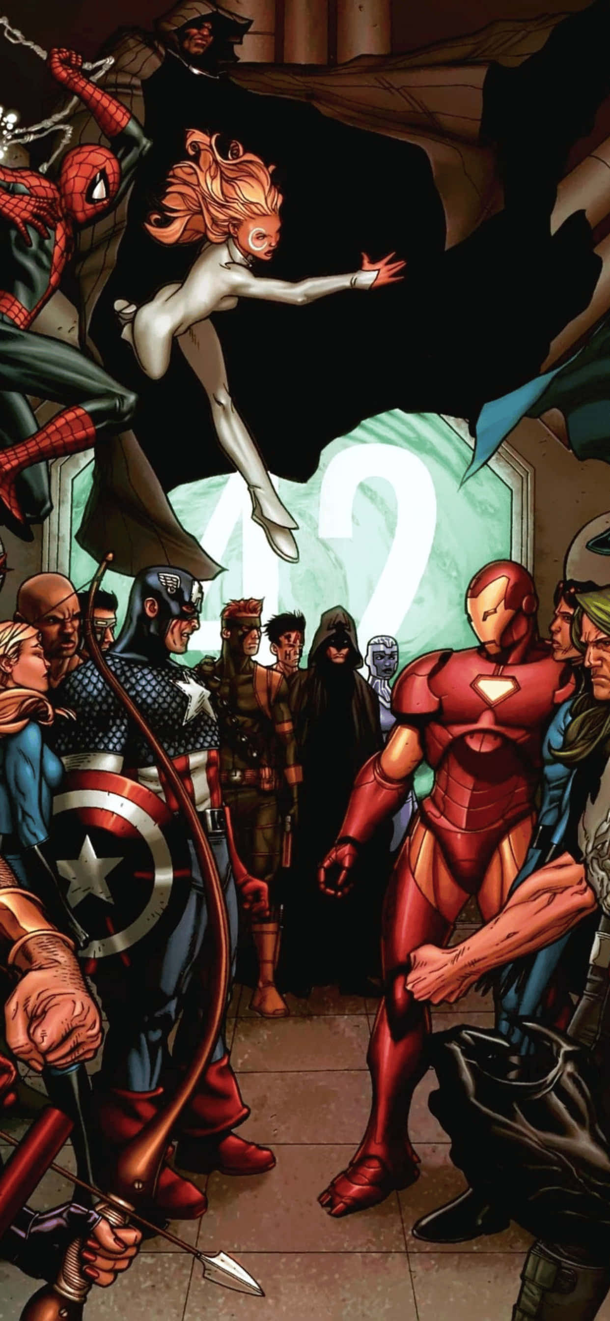 Фон iPhone XS Max Marvel Група от супергерои Тапет