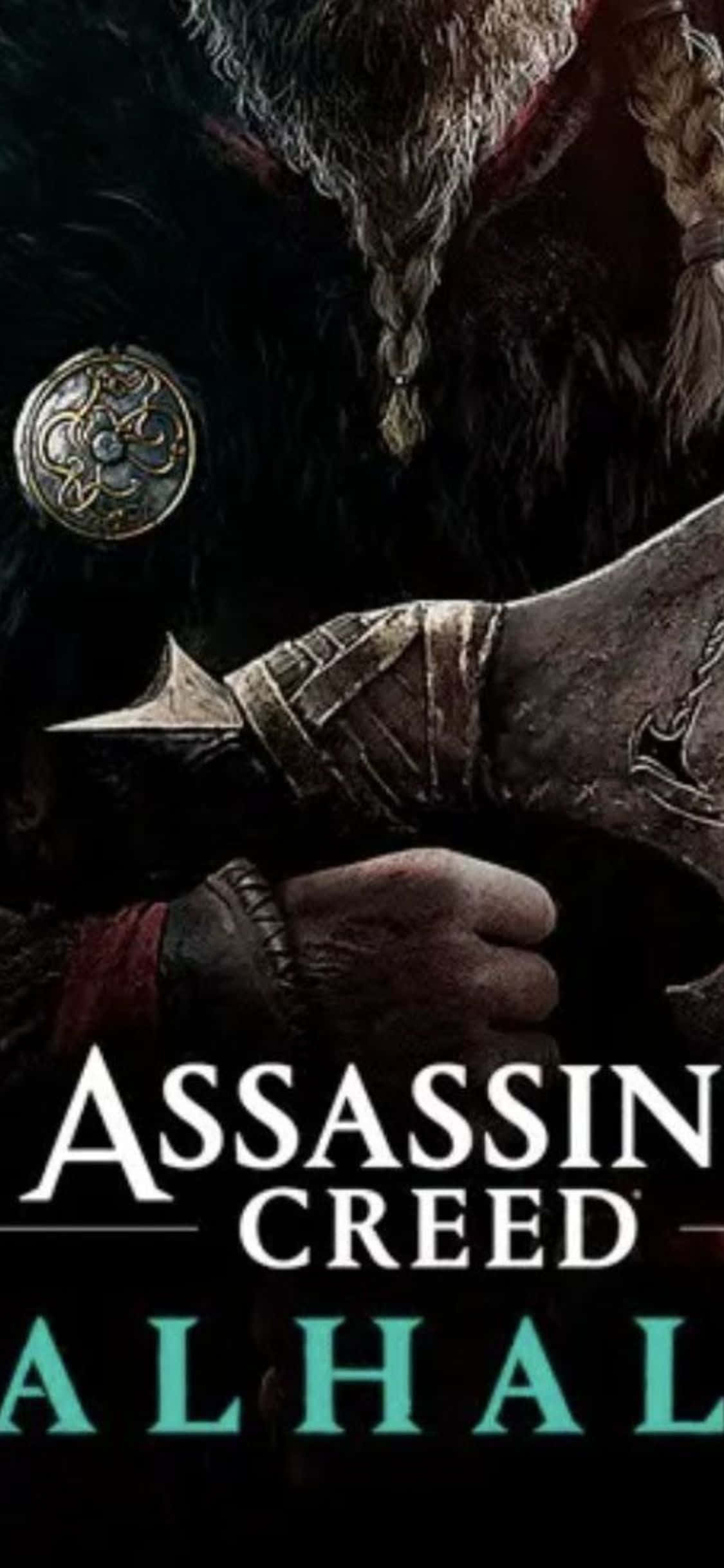 Фон за iPhone XS с постер на игра Assassin's Creed Valhalla Тапет
