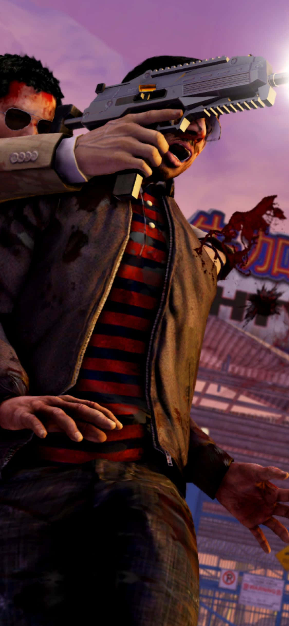 Фон за iPhone Xs от Sleeping Dogs с човешки щит Тапет