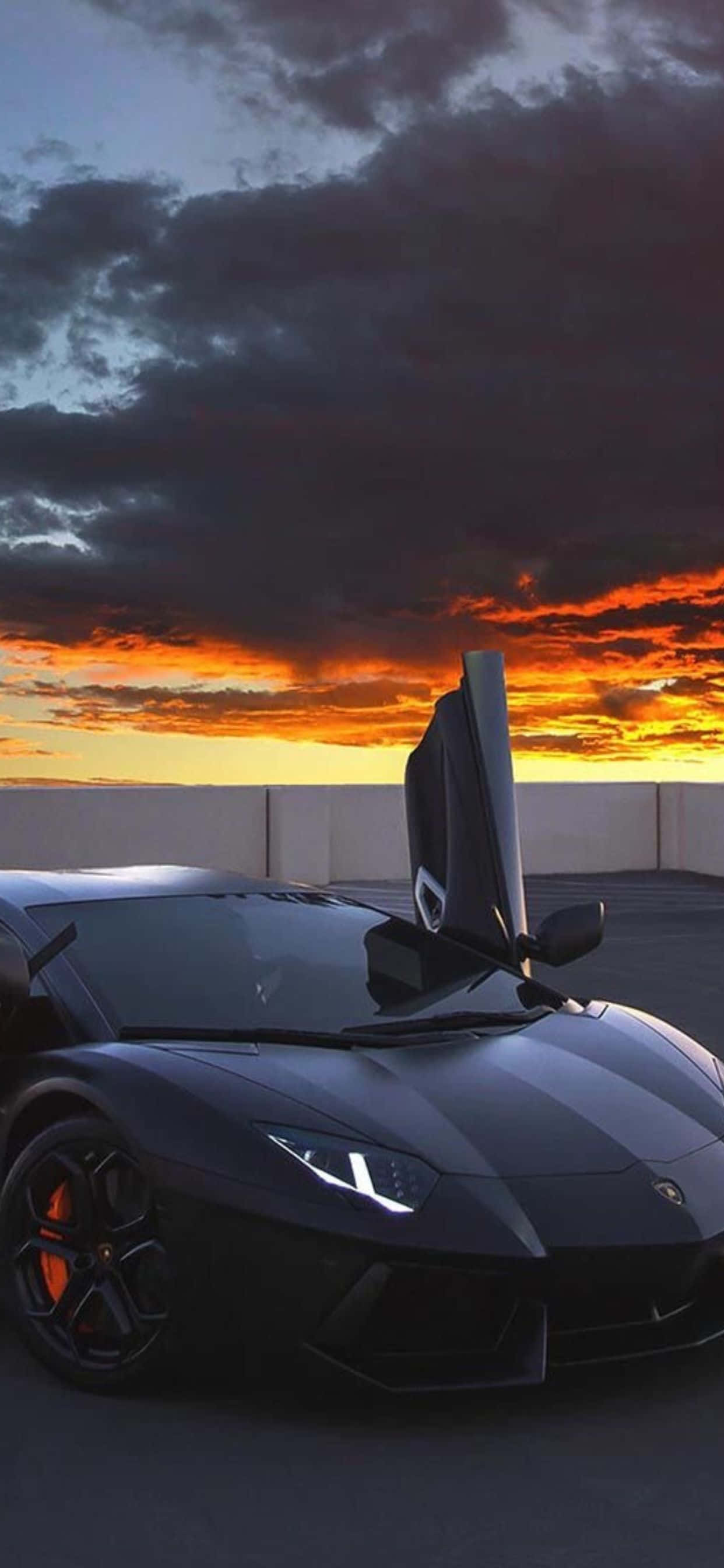iPhone XS Max фон Lamborghini Aventador в черно Тапет