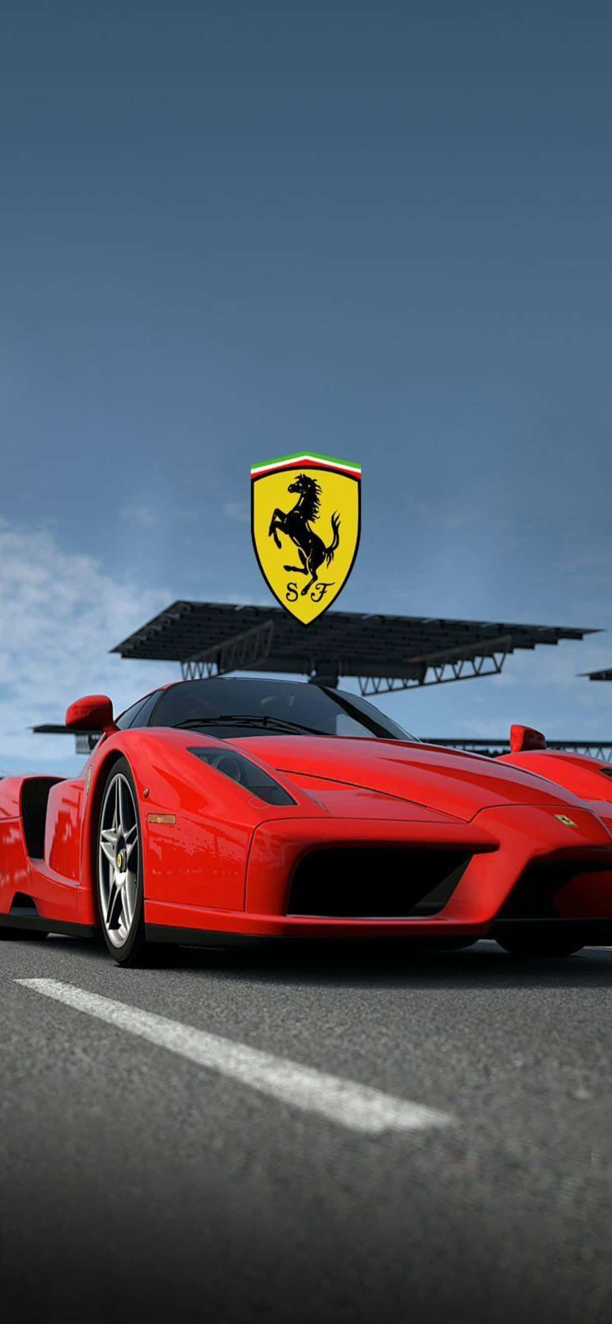Фон за iPhone XS Max Ferrari червен Ferrari Enzo с лого Тапет