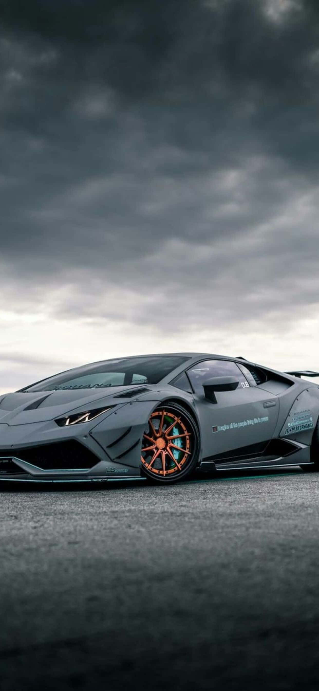 iPhone XS Max Lamborghini Сив автомобилен фон Тапет