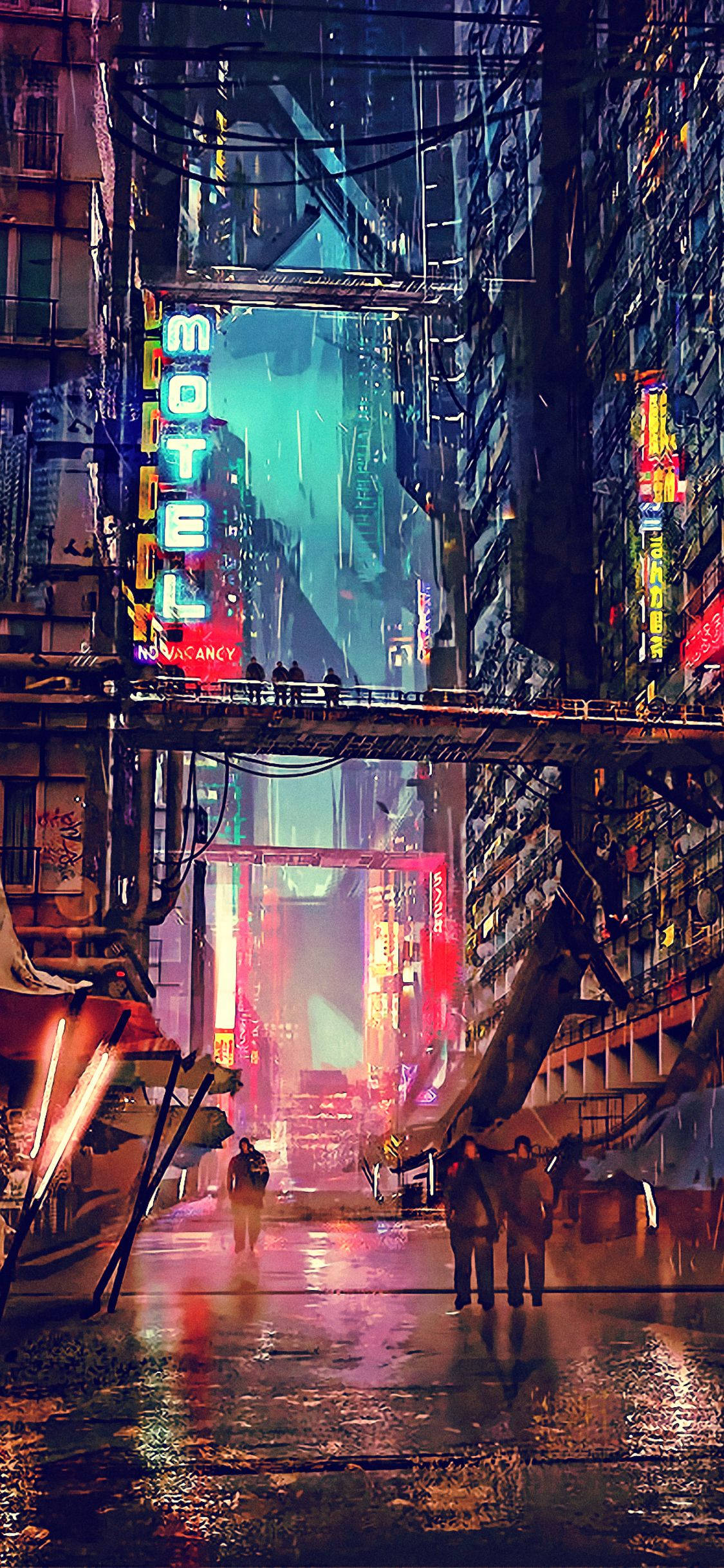 Футуристичен Нощен Град Cyberpunk 2077 за iPhone Тапет