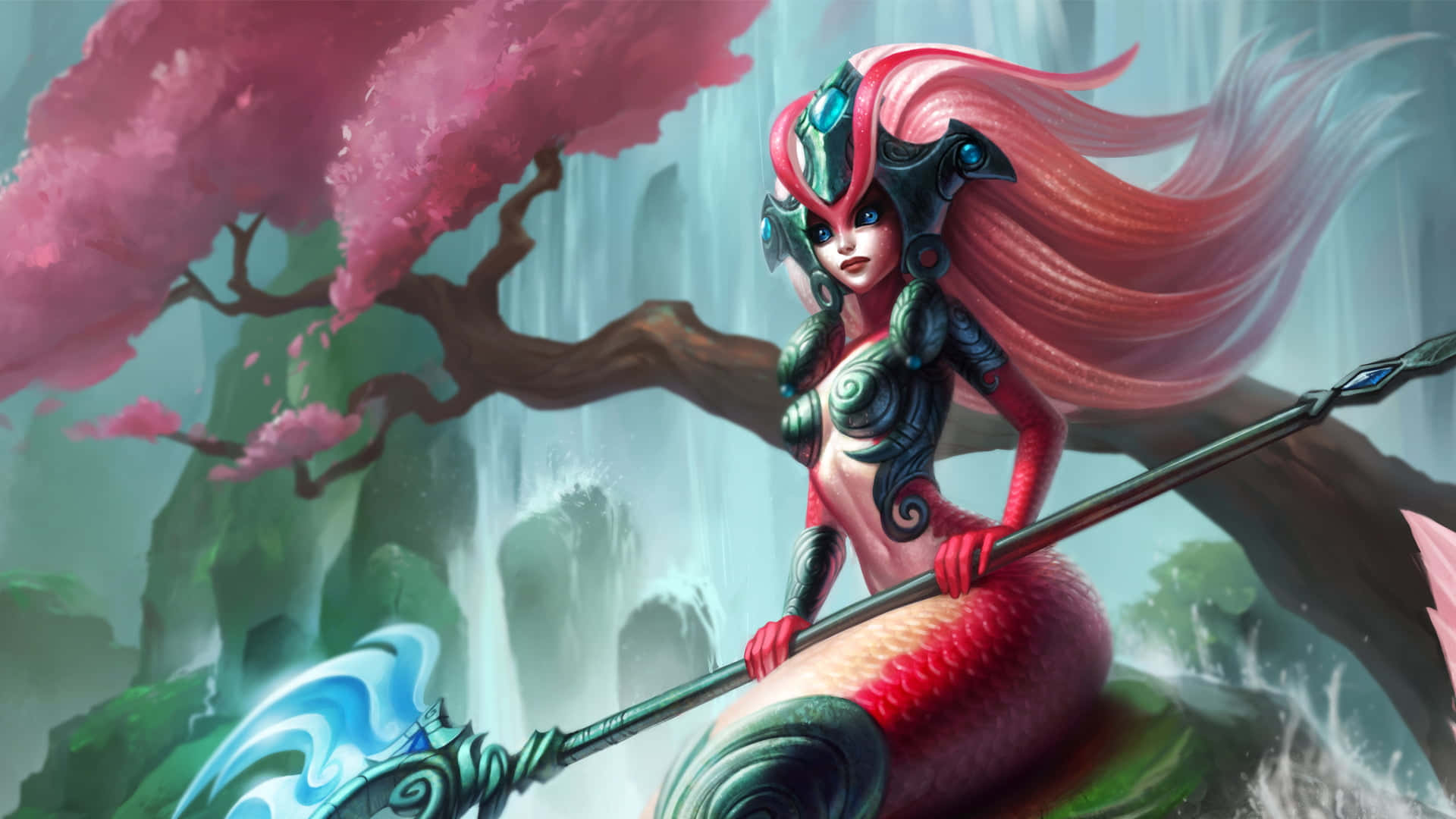 Цветна картина на русалка от League of Legends Тапет