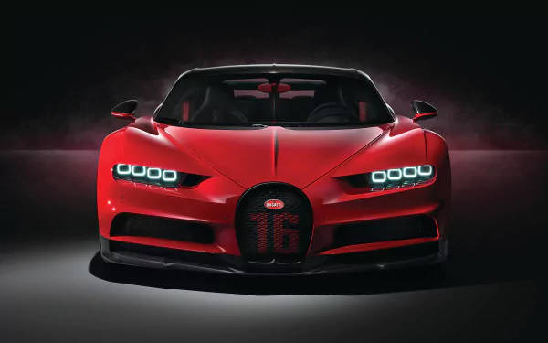 Червен Bugatti Chiron 4k