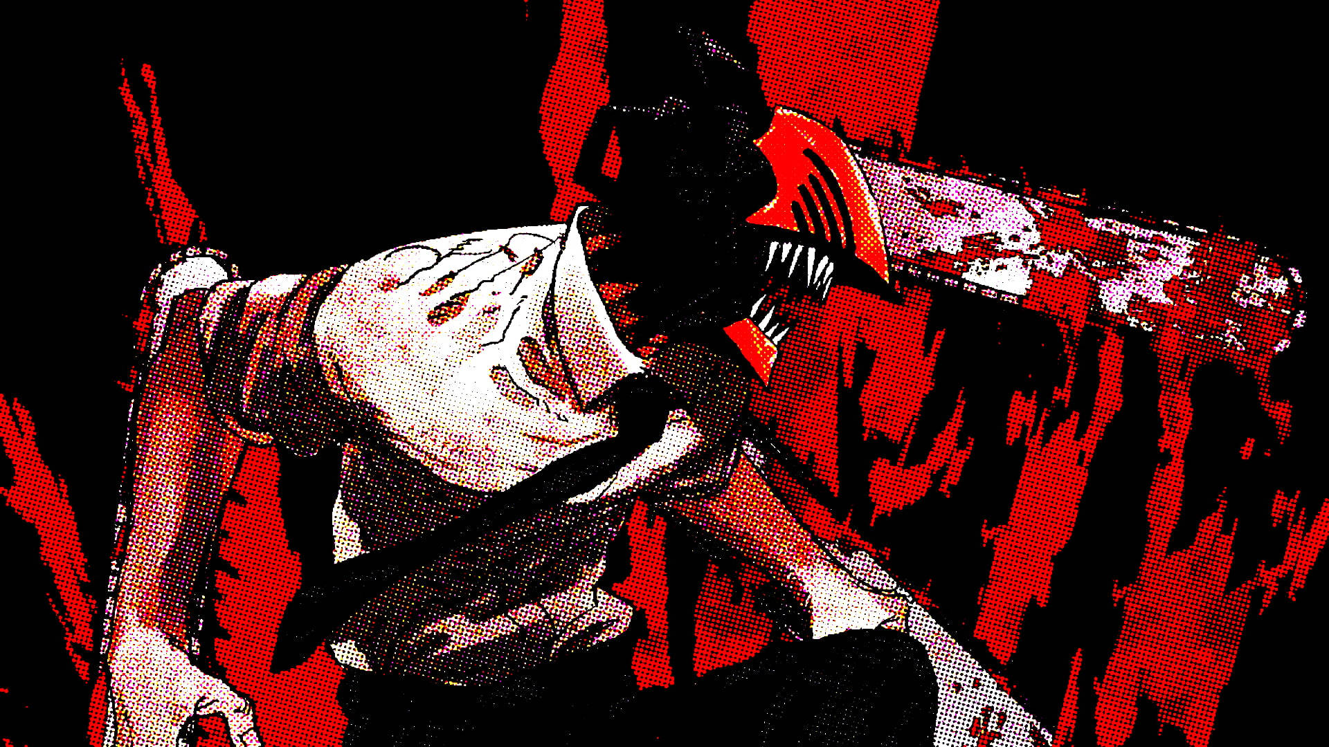 Червен аниме Chainsaw Man Тапет