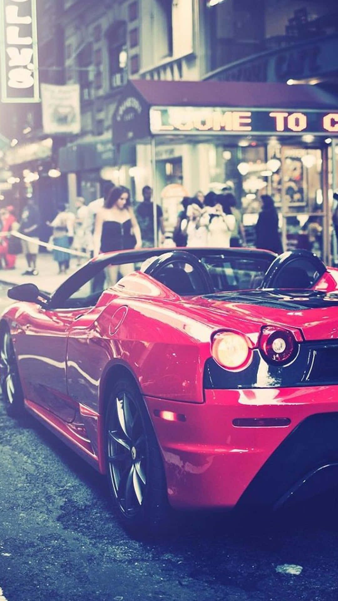 Червено Ferrari за улично състезание Тапет