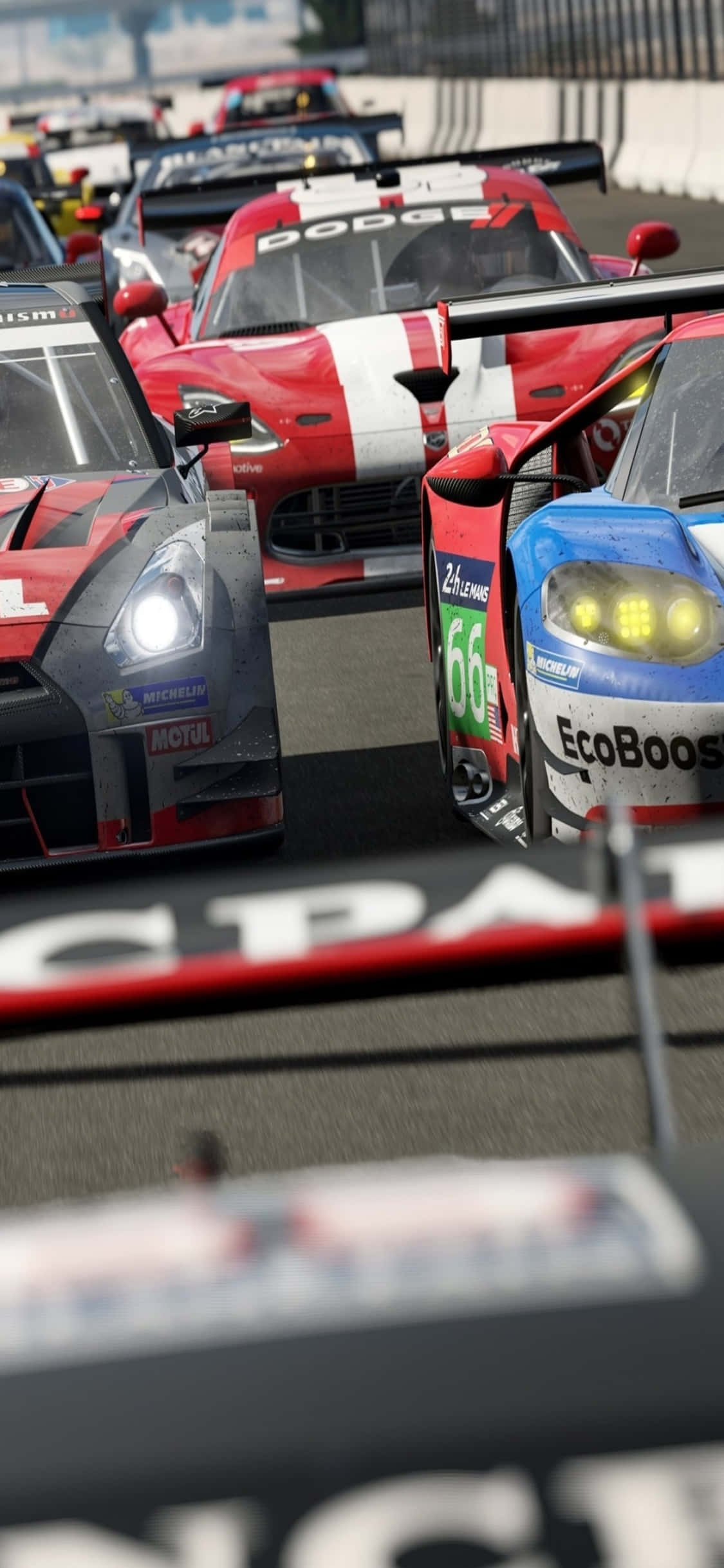Червено-бел Ford GT iPhone X Forza Motorsport 7 фон Тапет
