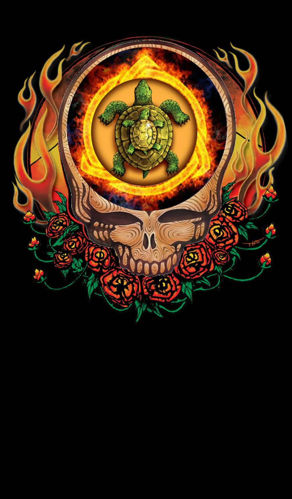 Череп с костенурка като Grateful Dead iPhone Тапет