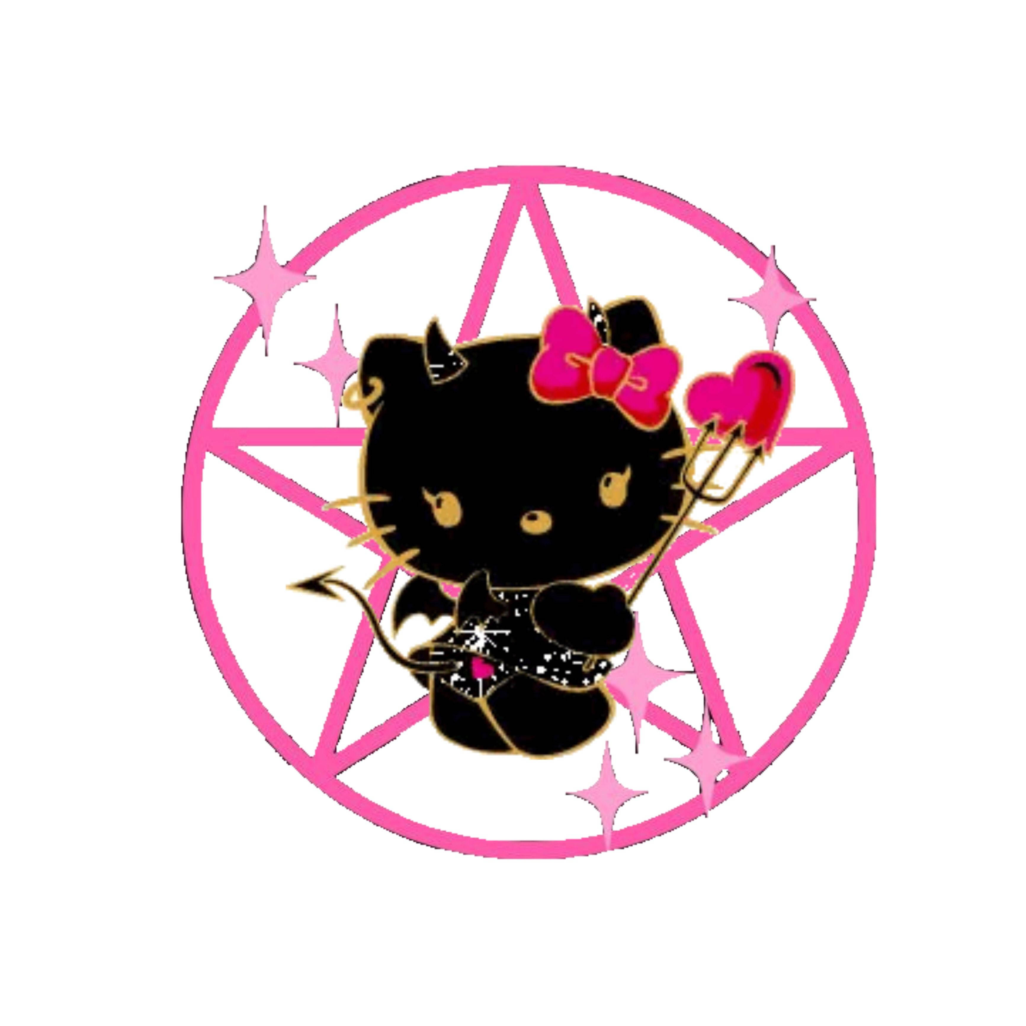 Черна Hello Kitty за Хелоуин със звезден символ Тапет