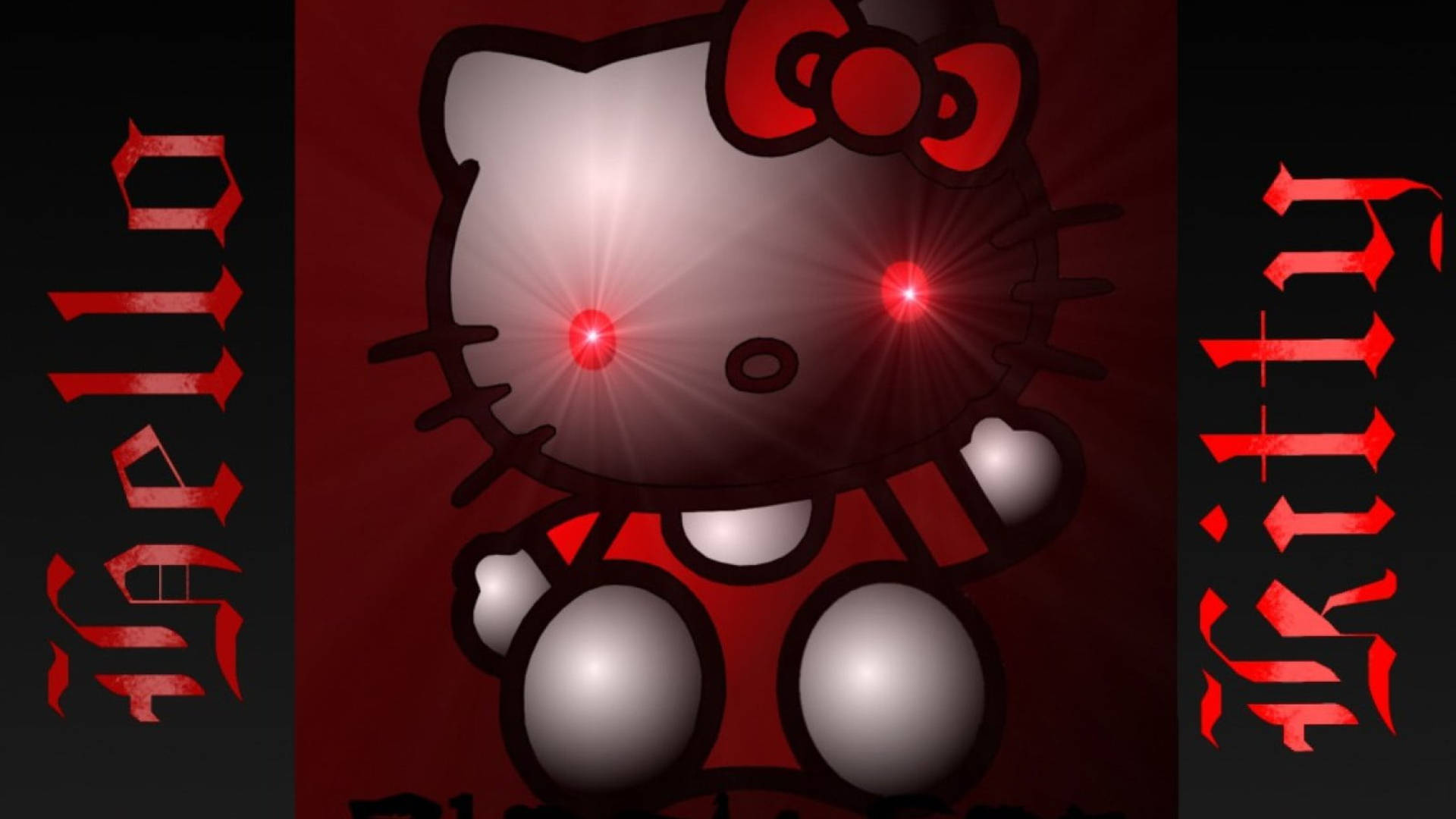 Черна Hello Kitty с червени очи Тапет