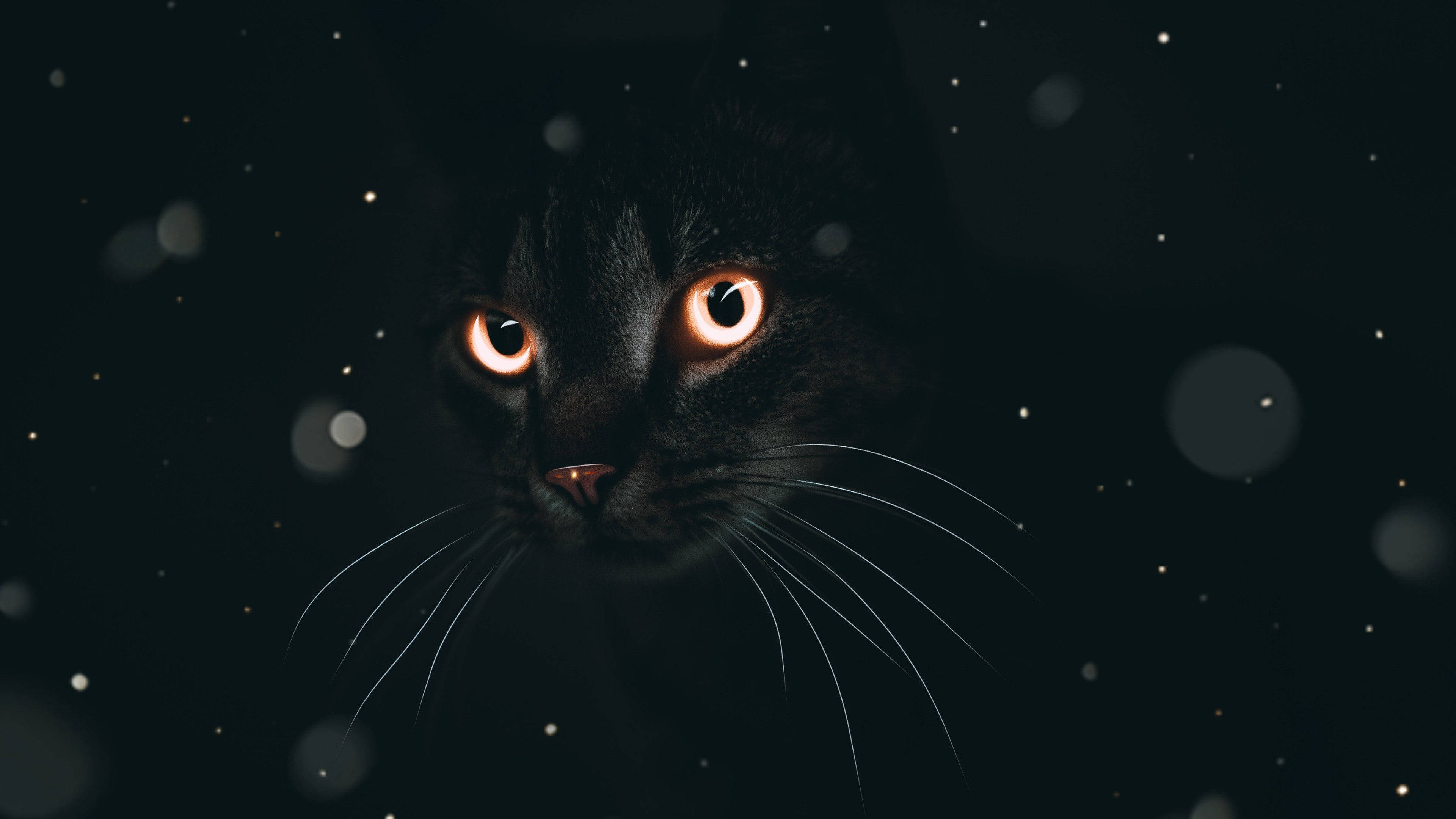 Черна котка тъмен режим Тапет