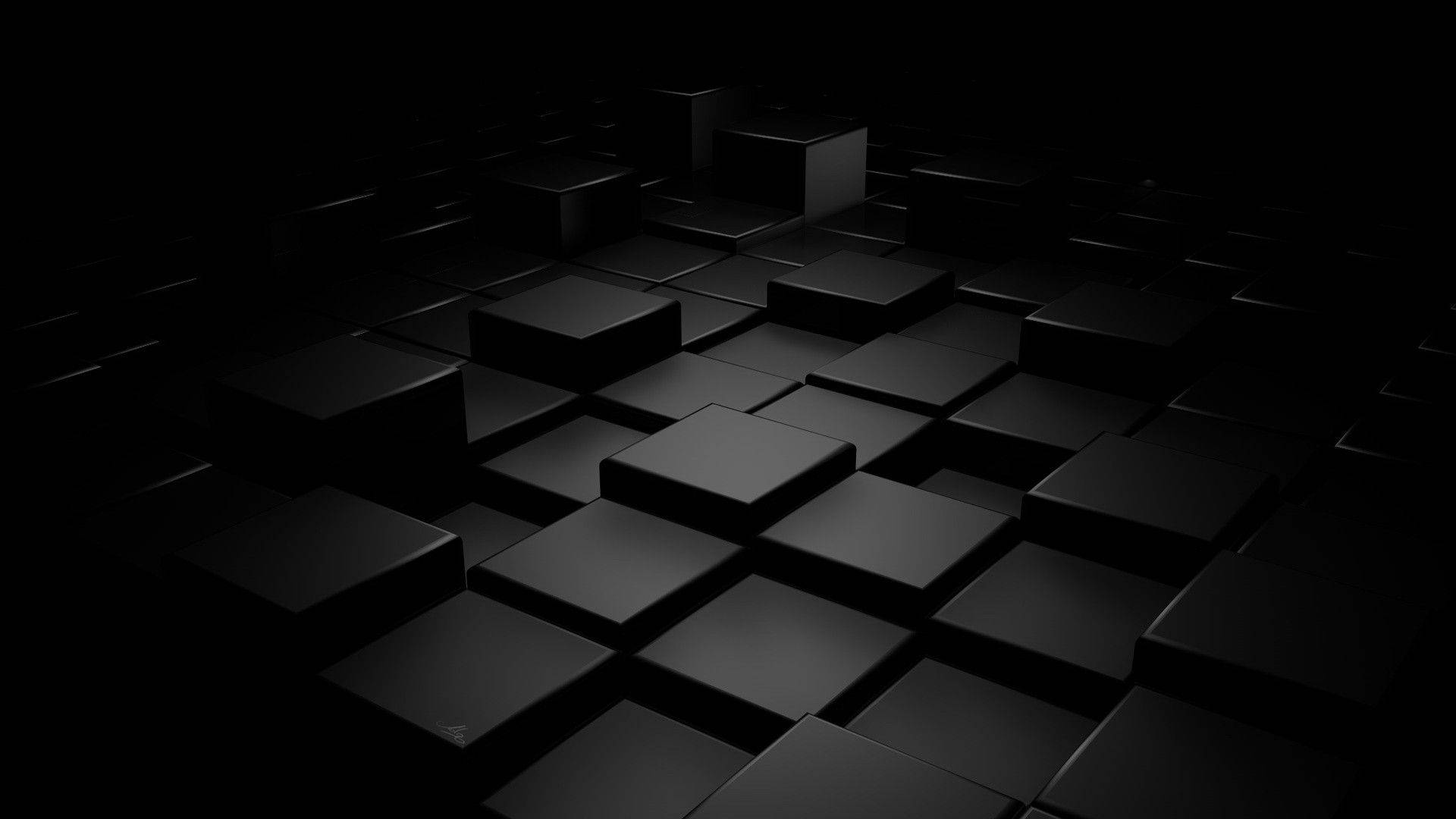 Черни кубчета и квадрати 3D — Черна естетика GIF Тапет
