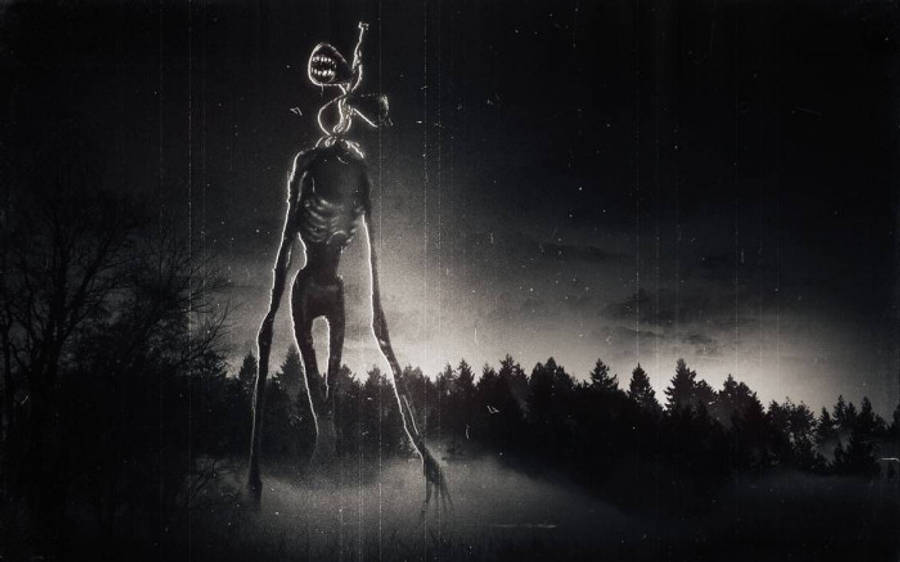 Черно-бял старомоден Siren Head Тапет