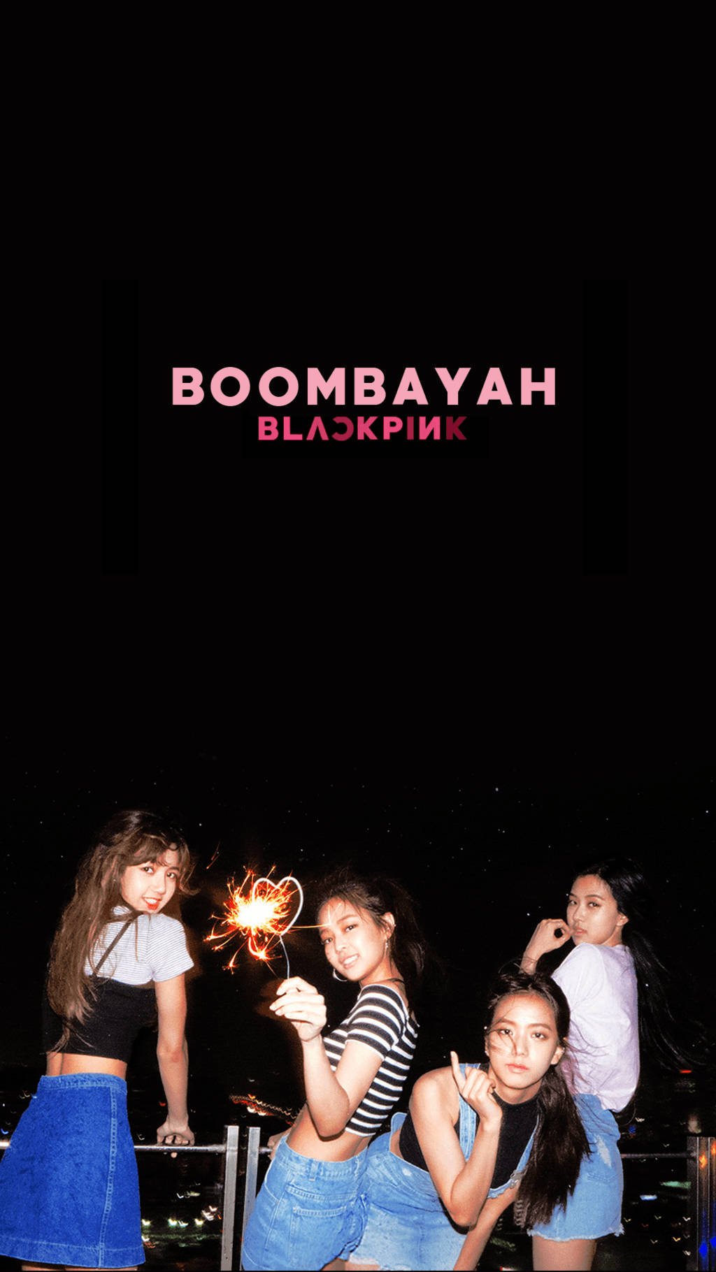 Blackpink момичешка вечер навън с Boombayah Blackpink текст тапет