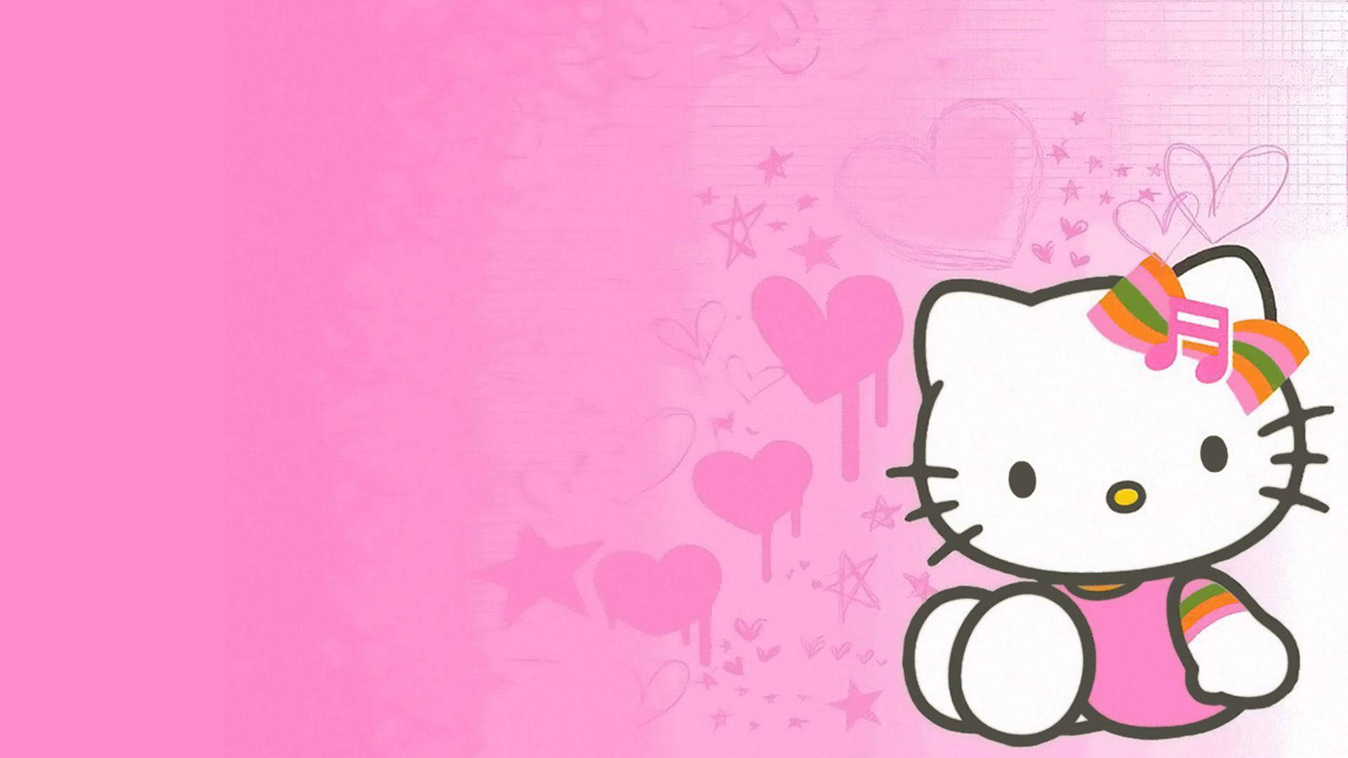 Розова Hello Kitty с абстрактен фон