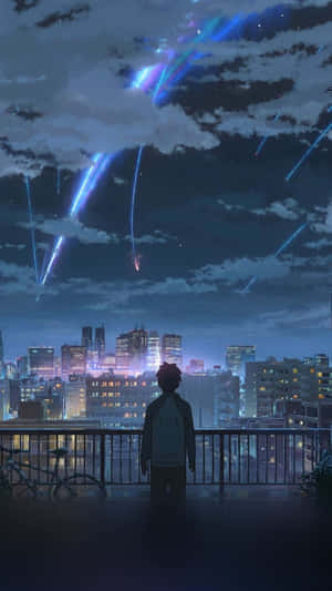2016 Your Name Аниме Сграда — Аниме град GIF Тапет