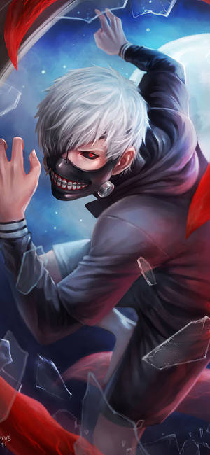 Кен разбива стъкло Tokyo Ghoul iPhone — iPhone 17 Pro Max Тапет