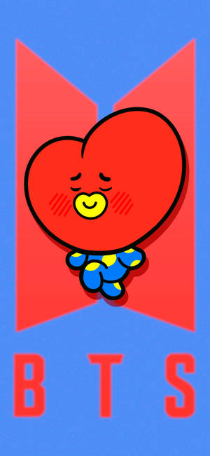 Тапет на BT21 Tata на логото на BTS — iPhone 14 Plus Тапет