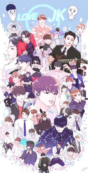 Love JK — Bts групова снимка GIF Тапет