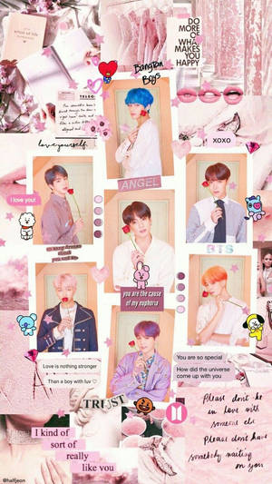 BTS Естетика Членове с Роза — Bts естетика Тапет