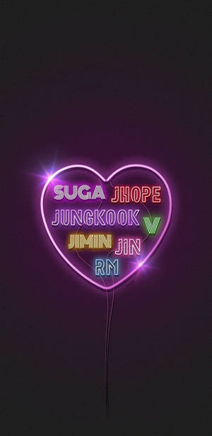BTS Естетично Неоново Изкуство — Лого на bts GIF Тапет