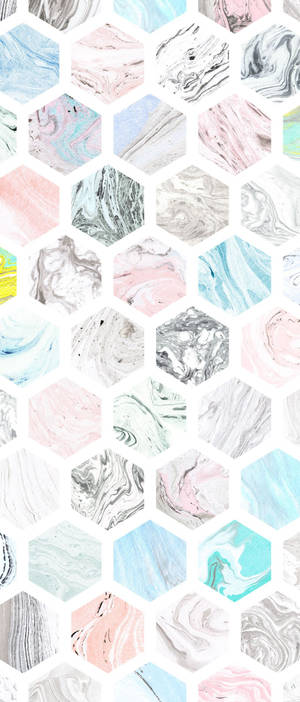 Caption: Elegant Pastel Marble Hexagonal Pattern on an iPad Screen — Galaxy Z Flip 7 Тапет