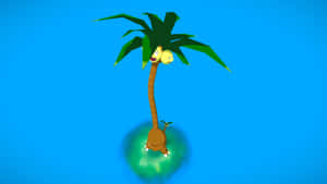 Exeggutor на син фон — Аниме десктоп Тапет