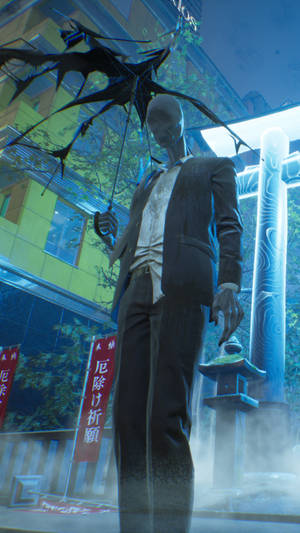 Тапет Ghostwire Tokyo Разхождащ се в дъжда