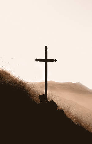 Aesthetic brown Cross on top of a mountain wallpaper — Galaxy Tab S10 Ultra Тапет