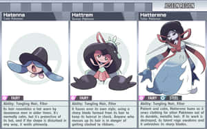 Hatenna, Hattrem и Hatterene с описания — Игри GIF Тапет