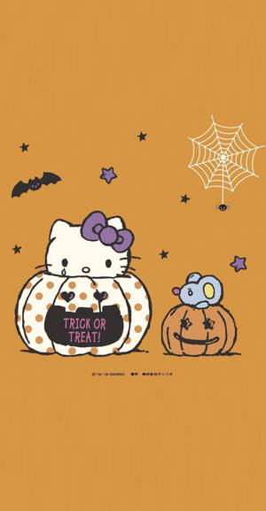 Hello Kitty Halloween сладък арт тапет — Hello Kitty Хелоуин Тапет