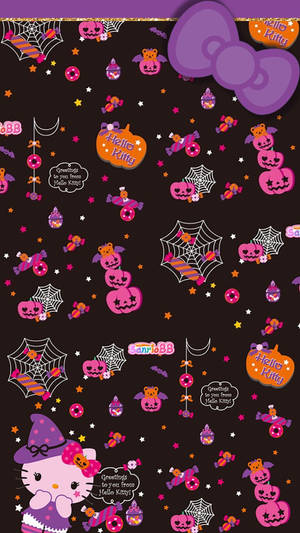 Hello Kitty Halloween лилав тематичен тапет — Hello Kitty Хелоуин Тапет