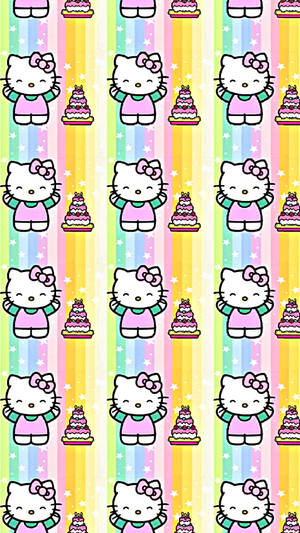 Hello Kitty в пастелни цветове с шарки с торти