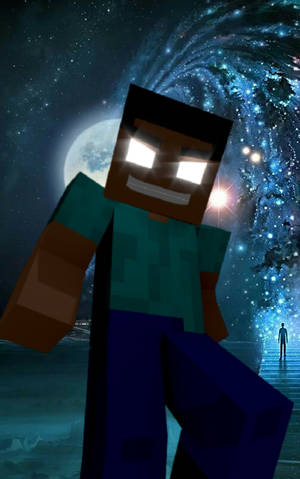 Herobrine пълна луна изкуство — Galaxy Tab Active Тапет