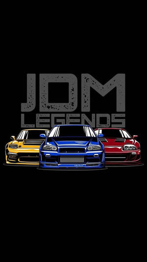 JDM автомобили на черен фон