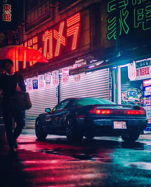 JDM автомобили с червени светлини