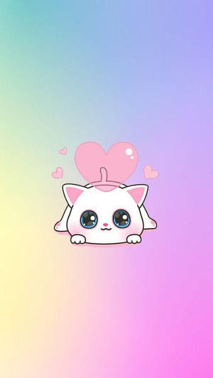 Kawaii HD Сладка бяла котка — Сладка котка GIF Тапет
