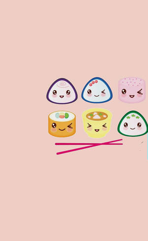 Kawaii HD суши — Пастелна естетика Тапет