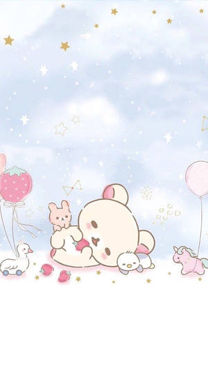 Kawaii Rilakkuma с розови герои — Кавай аниме Тапет