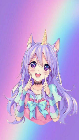 Kawaii аниме момиче еднорог