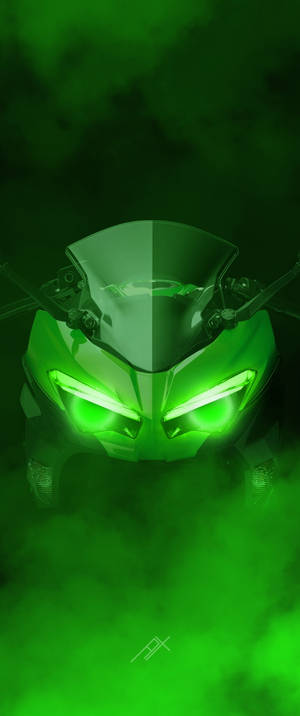 Kawasaki H2r Зелен Димен — Galaxy Z Flip 6 Тапет
