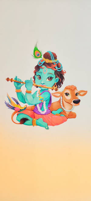 Krishna HD Cow Art — Pixel 11 Тапет