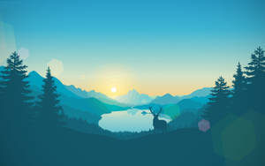 Firewatch за MacBook Pro с елен близ езеро тапет. — MacBook Pro Тапет
