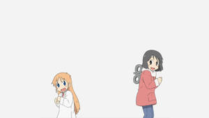 Nichijou Nano и Hakase танцуват на бял фон — Аниме танци Тапет